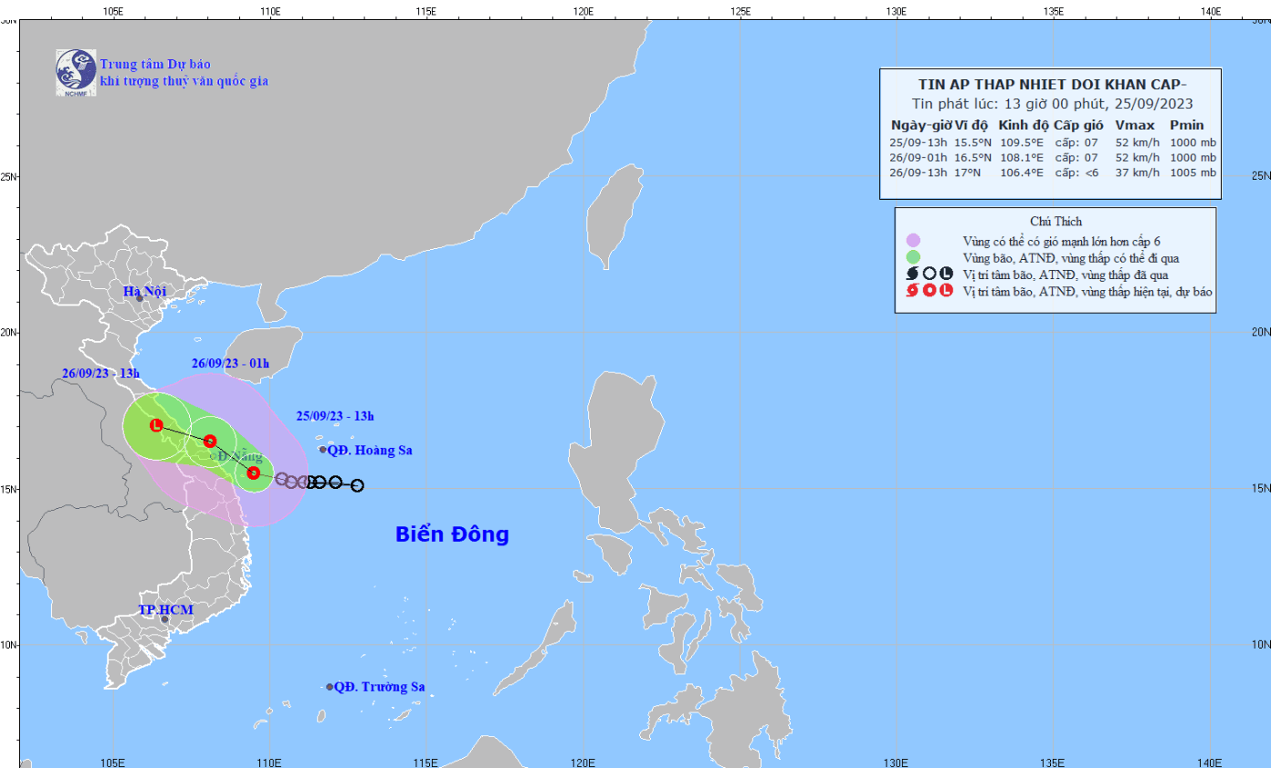 Tin áp thấp nhiệt đới khẩn cấp trên biển Đông